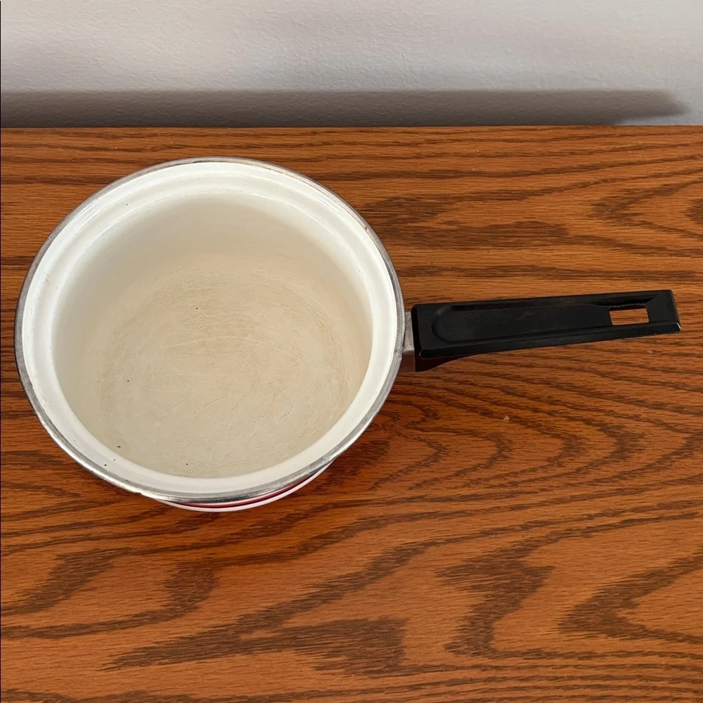 Free w bundle of 2+ Vtg  Red Enamel Saucepan w Lid | Mid Century Cookware